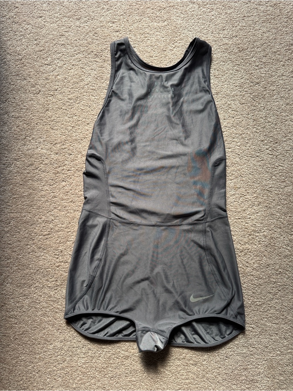 Nike Dri-FIT Running Division Women’s Short Bodysuit Romper Gray M NWT
